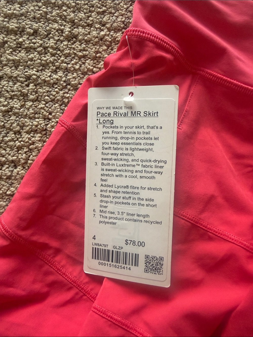 lululemon athletica bright pink athletic skort - Picture 3 of 3